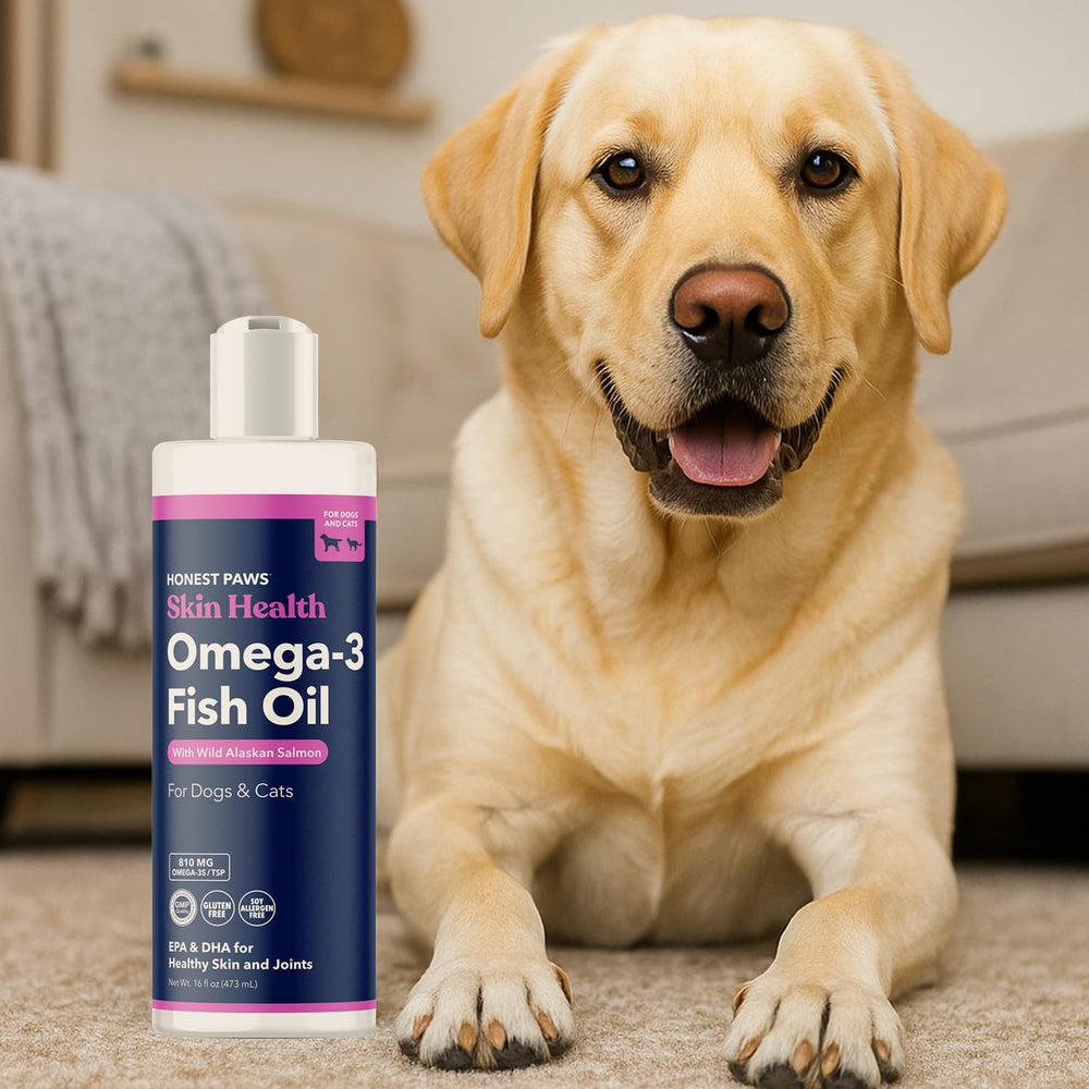Honest Paws Salmon Oil sustainability badge reflects responsible harvesting and eco-friendly sourcing.