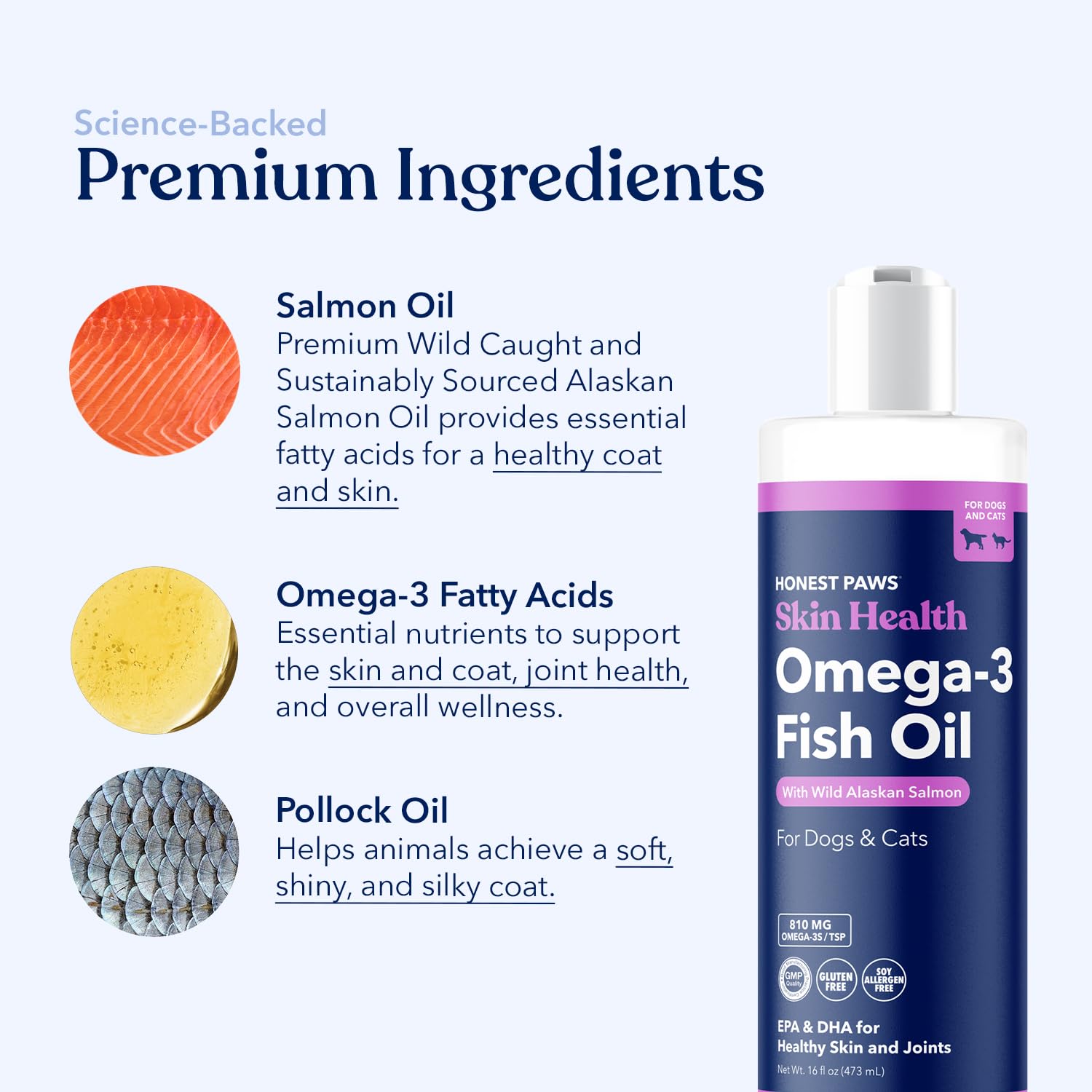 Honest Paws Salmon Oil sustainability label signals responsible sourcing