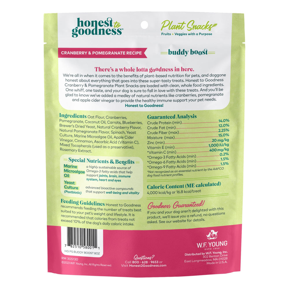Honest to Goodness Buddy Boost treats on a paw-ready surface for joyful tail wags.