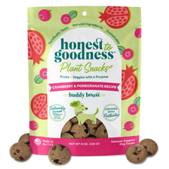 Honest to Goodness Buddy Boost treats close-up shows cranberry-pomegranate flavors for immune-friendly nutrition.