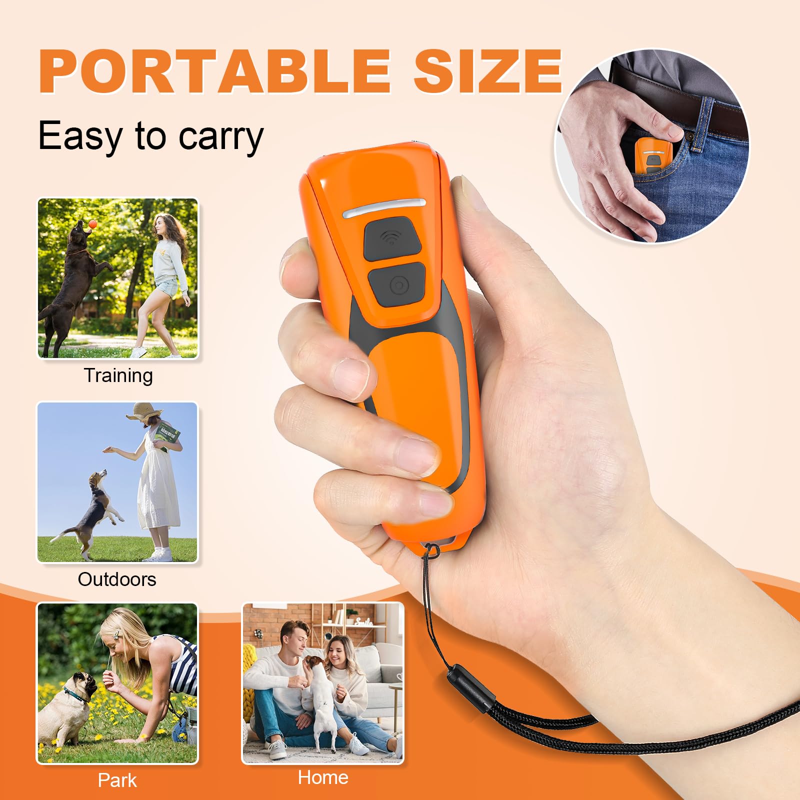 Honey Paws bark deterrent with wrist strap for portable training