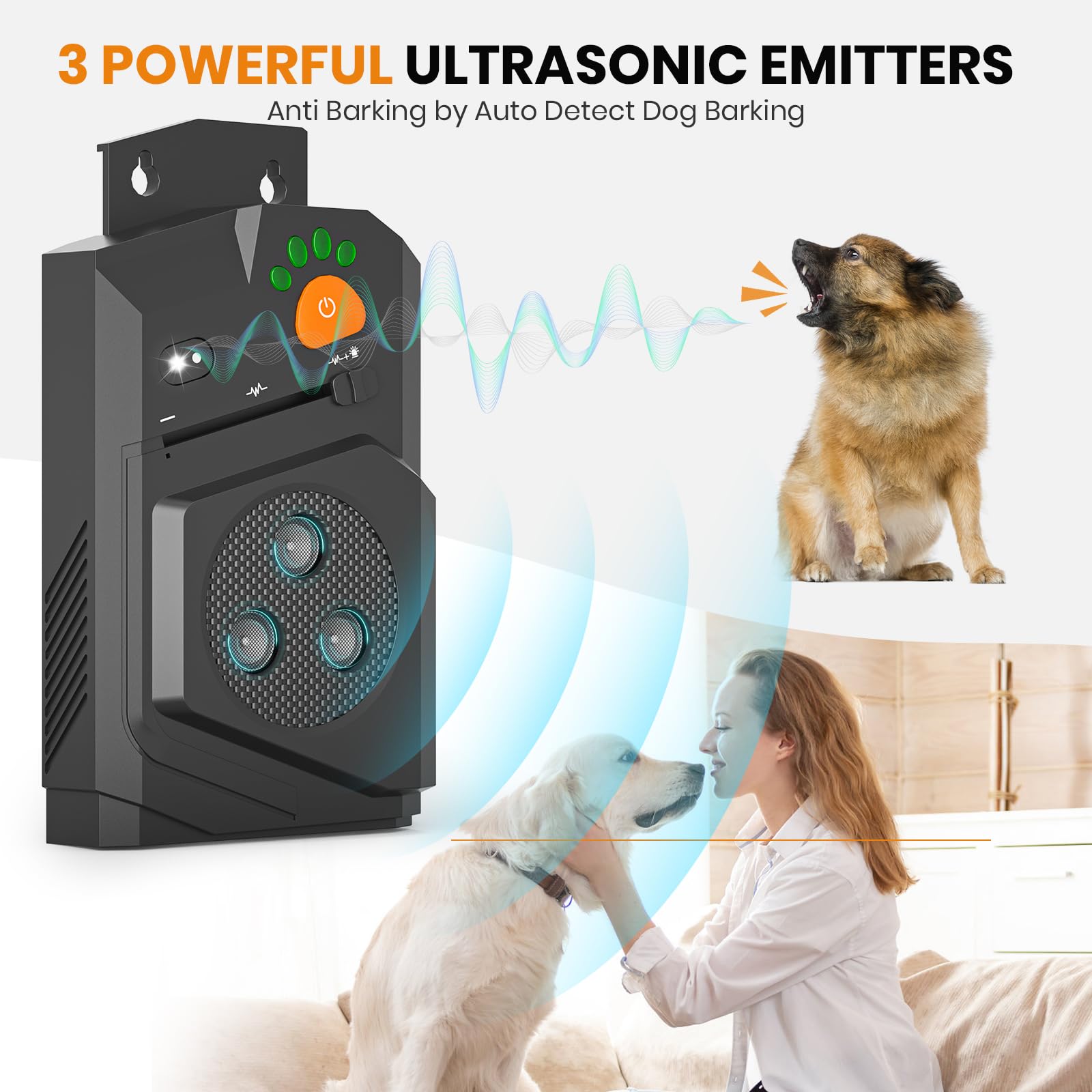 Honey Paws ultrasonic deterrent with three modes for bark management
