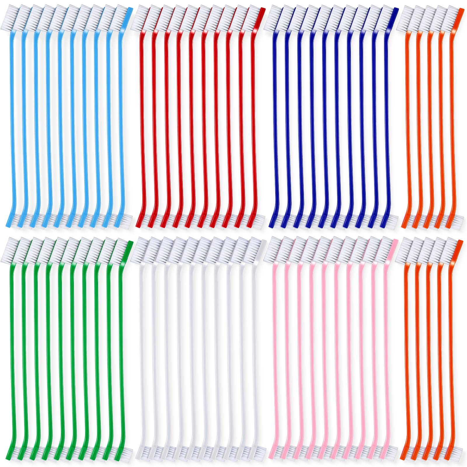 Honeydak bulk colorful dog toothbrush set arranged for multi-pet care.