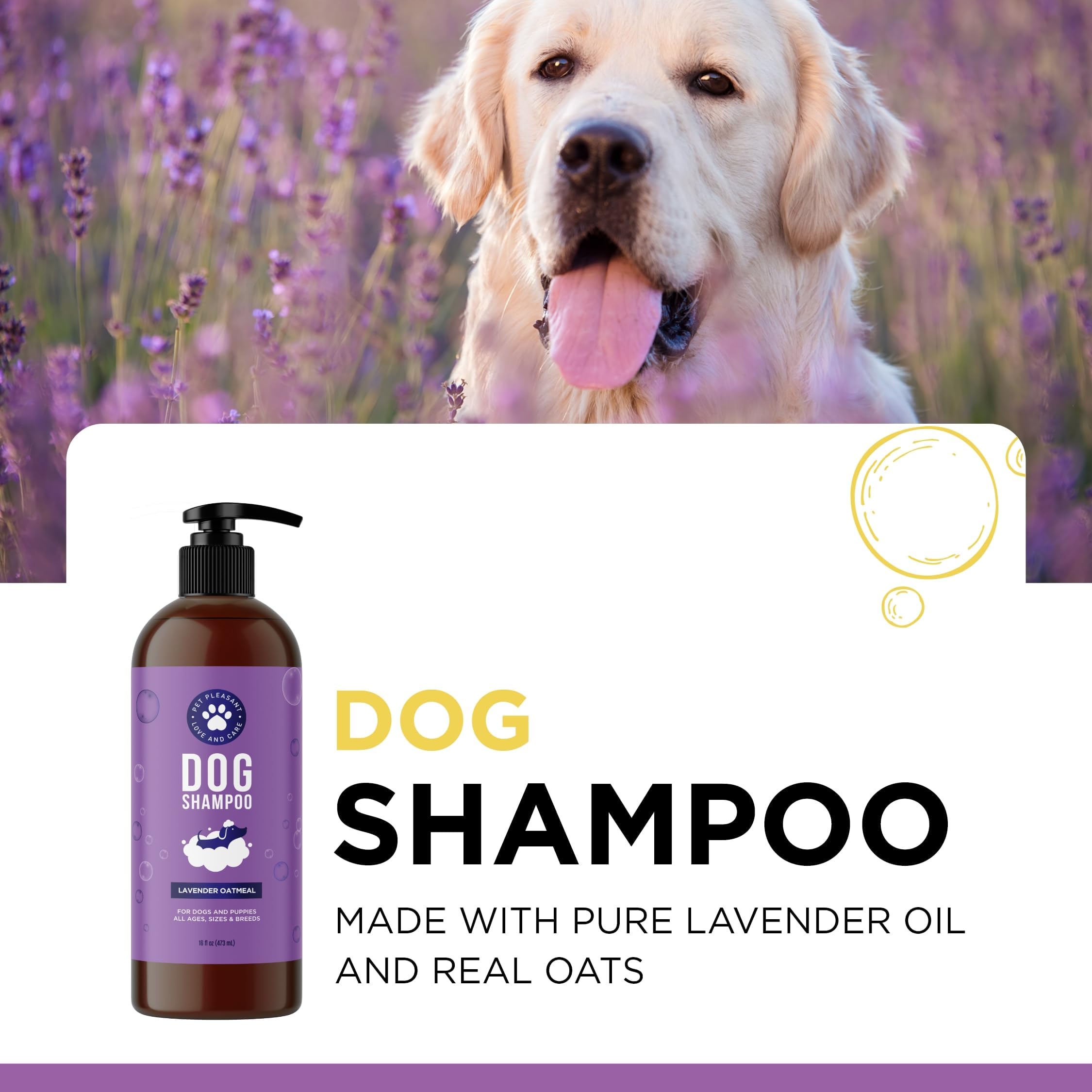Honeydew dog bath time scene with a happy pup smelling fresh