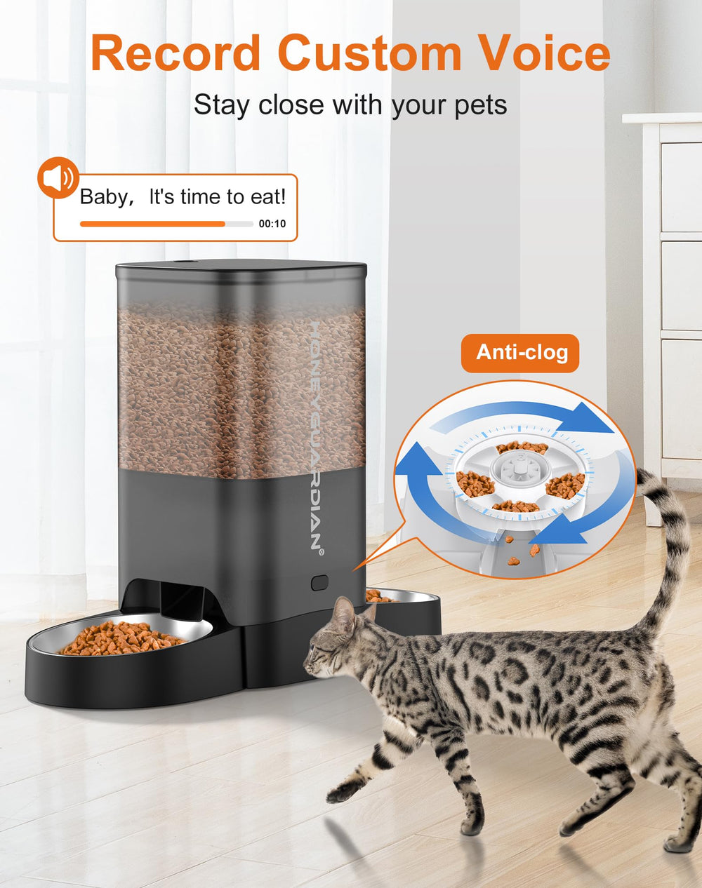 HoneyGuaridan 5L stainless steel bowl promotes easy cleaning and hygienic feeding.