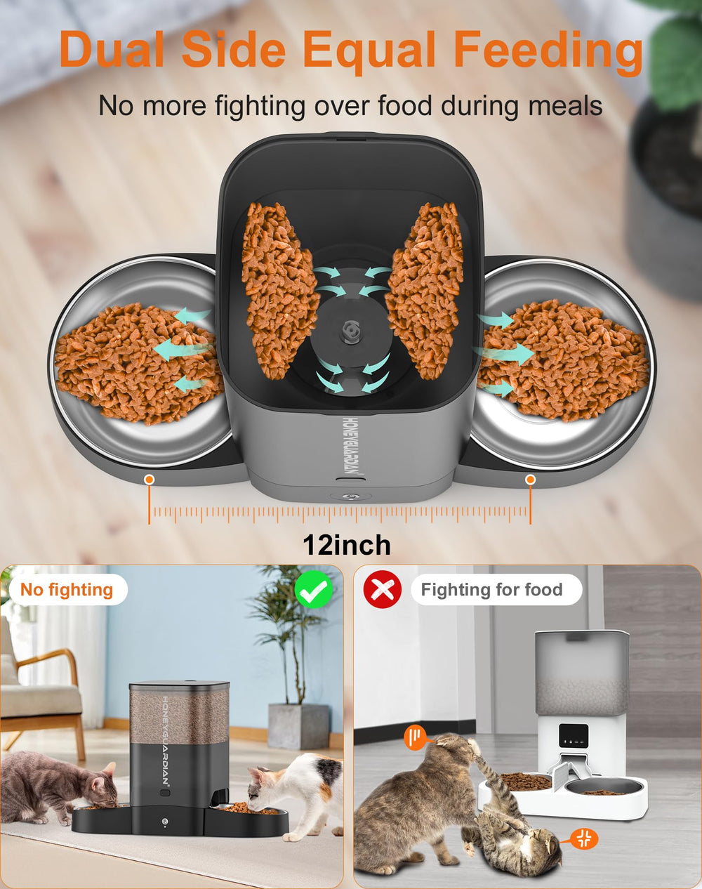 HoneyGuaridan feeder with stainless steel bowl highlights durable, easy to clean surface.