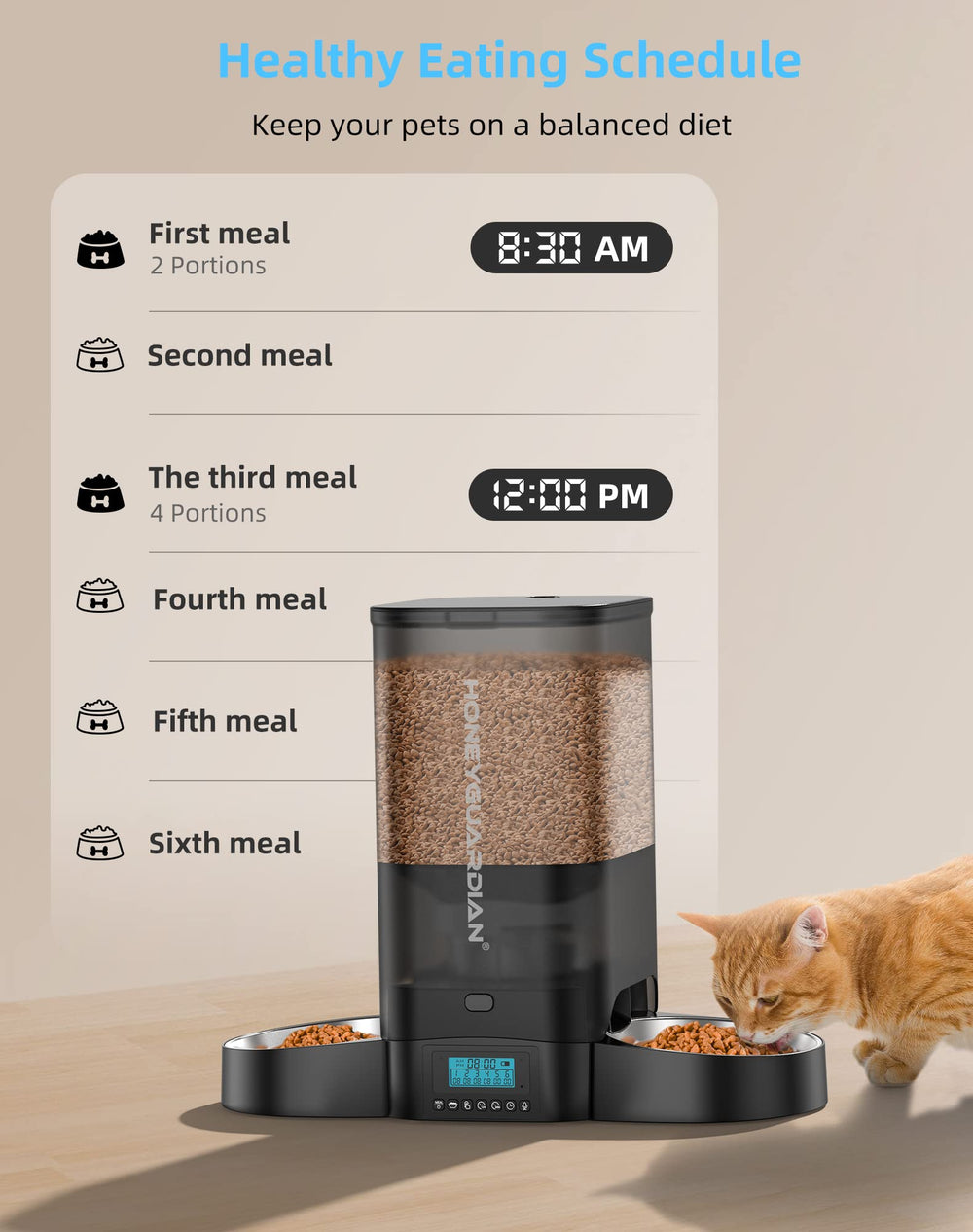 HoneyGuaridan two-cat feeder side-by-side setup promotes calm meals
