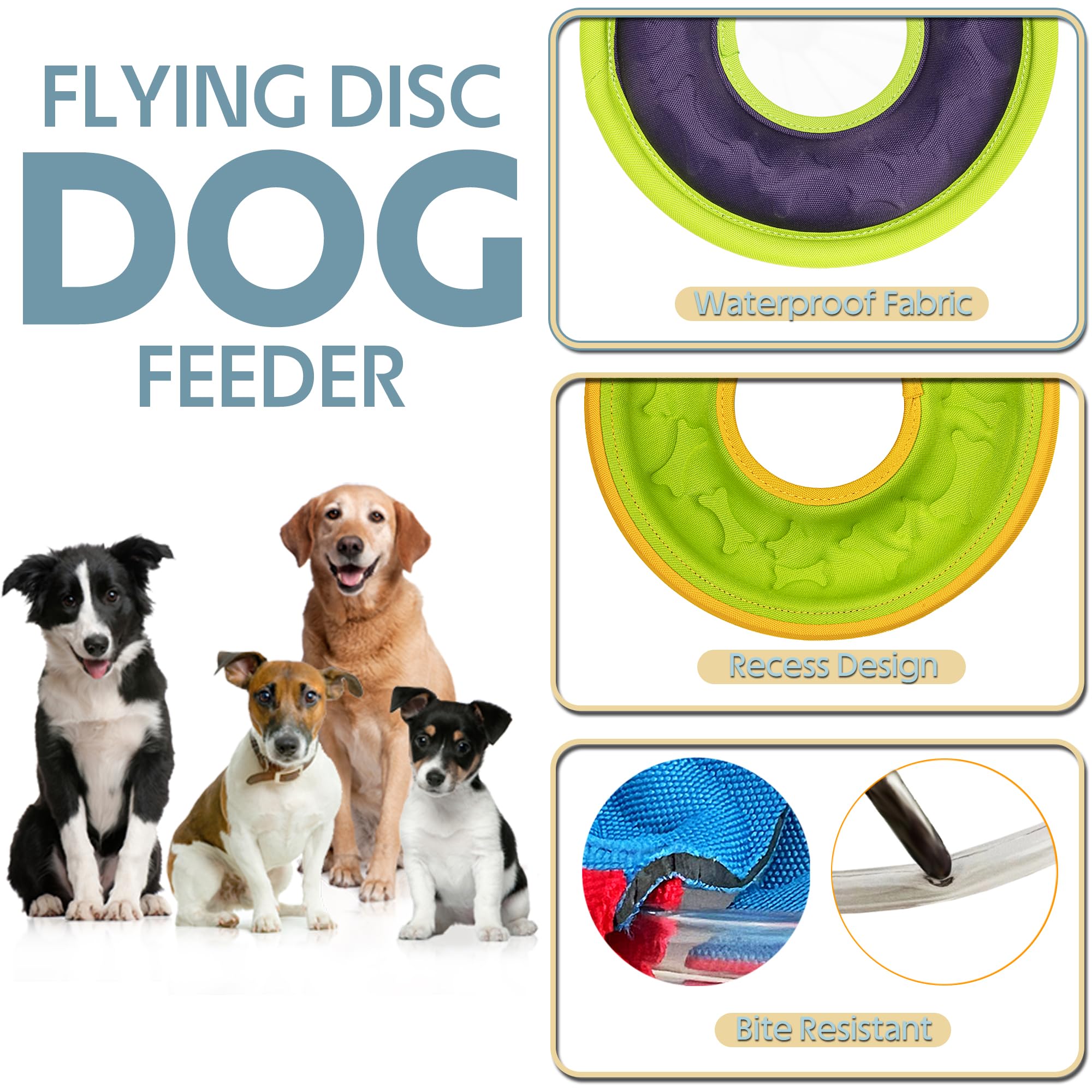 HONGEZEY flying disc groove-feeder design shows cross-use as both toy and feeder during walks.