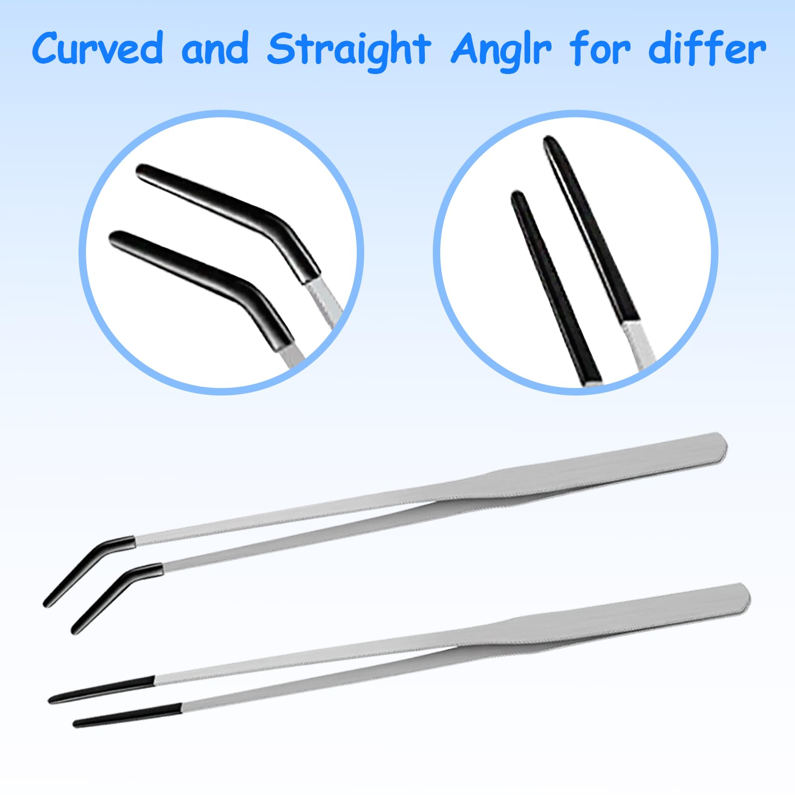 Hongliang reptile feeding tongs rubber tips close-up showing protective tips for gentle feeding.