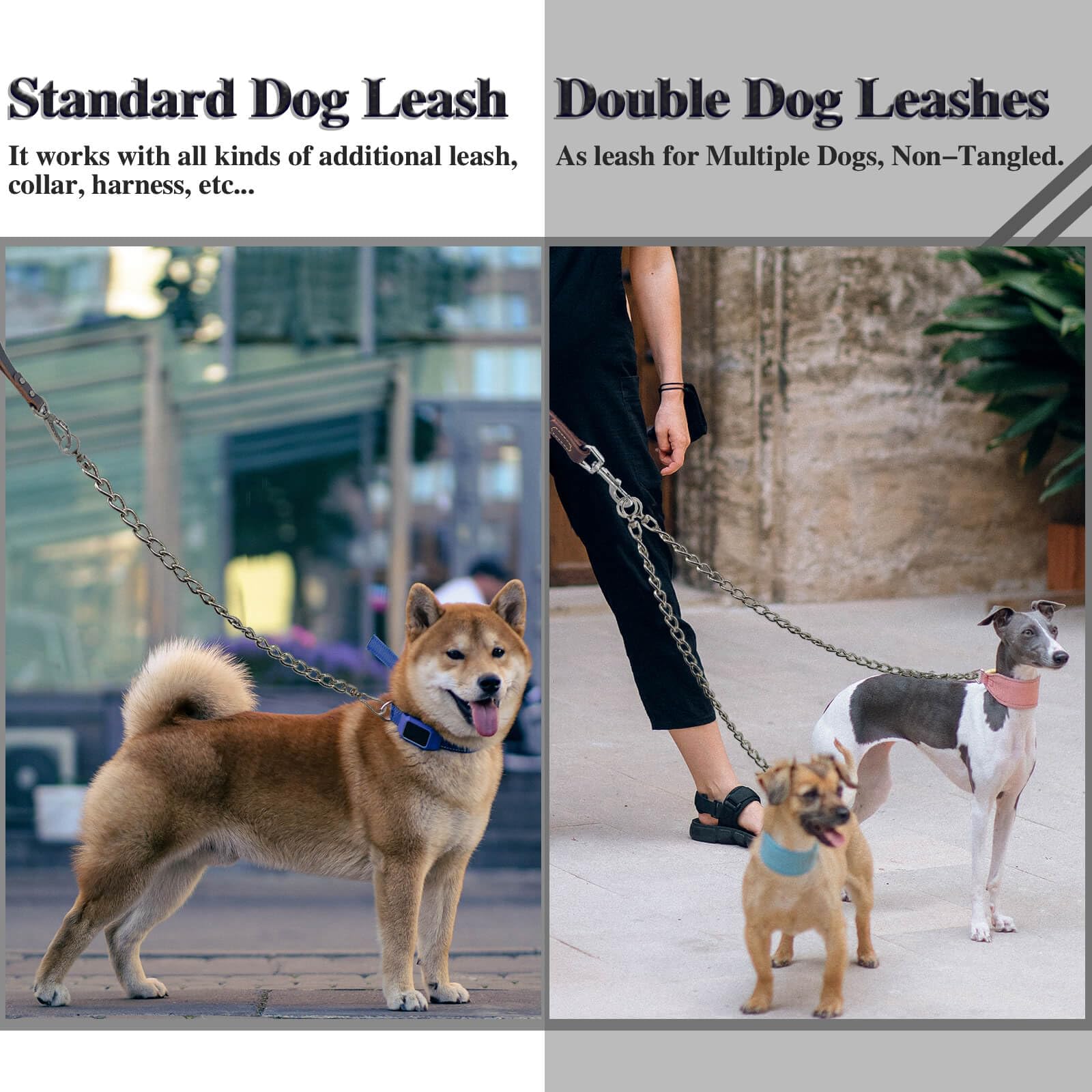 HONGSAGE leash clip 360-rotation enables easy multi-dog control.