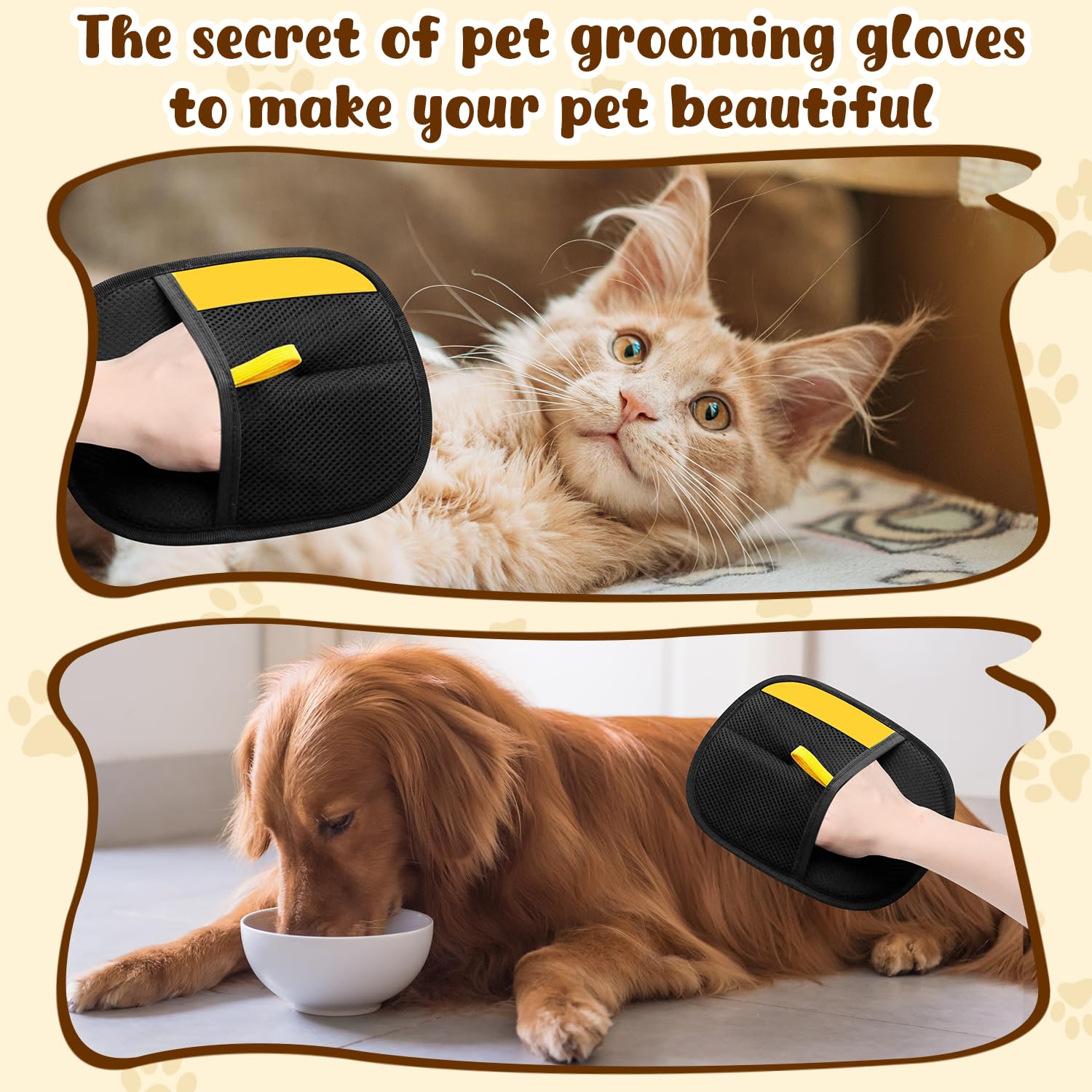 HONGYUNDA pet hair removal glove packaging highlighting eco-friendly reuse.