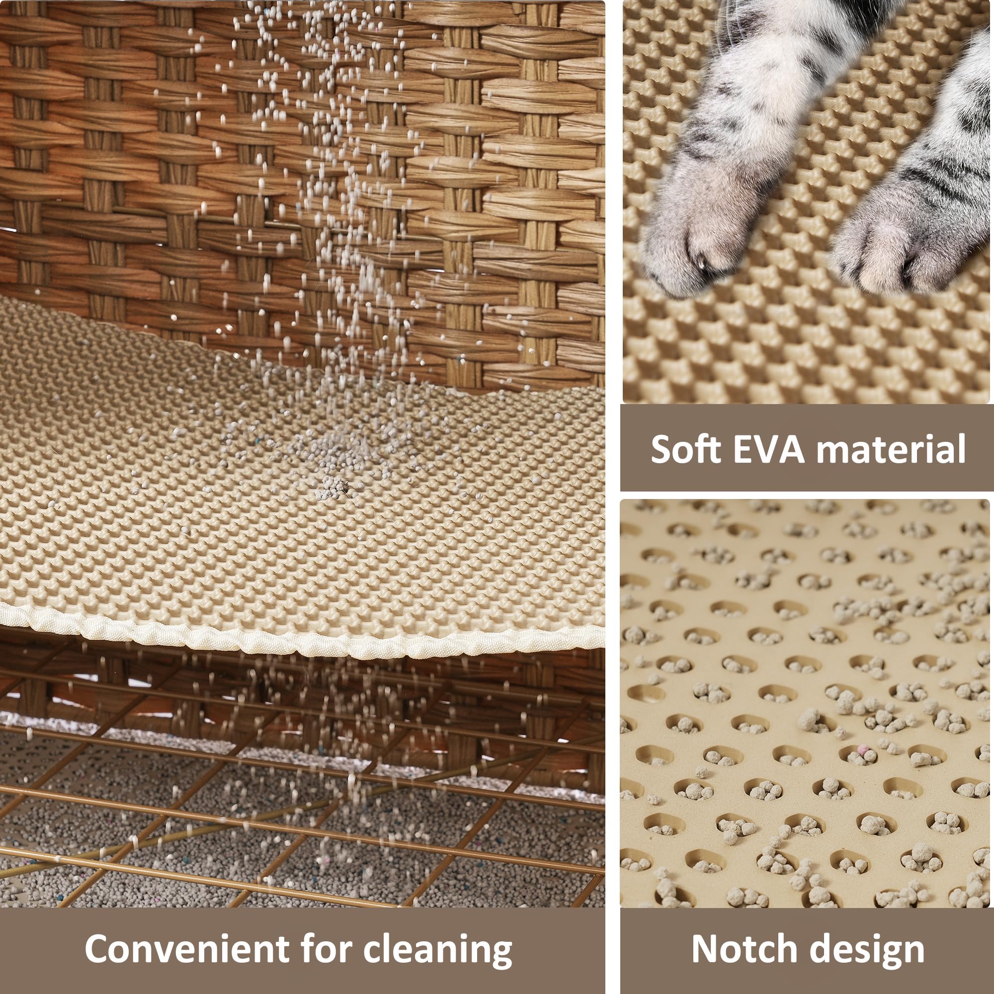 Honiakaka Bohemian cat crate on balcony lets in light while containing litter.