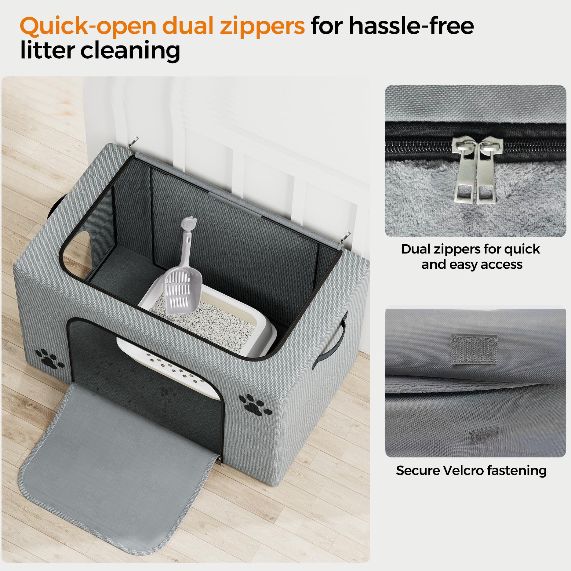 Honiakaka cat litter box enclosure foldable design makes storage quick and simple.