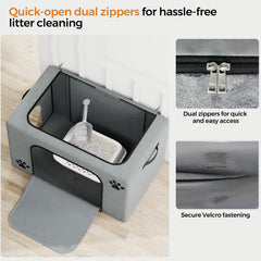 Honiakaka cat litter box enclosure foldable design makes storage quick and simple.