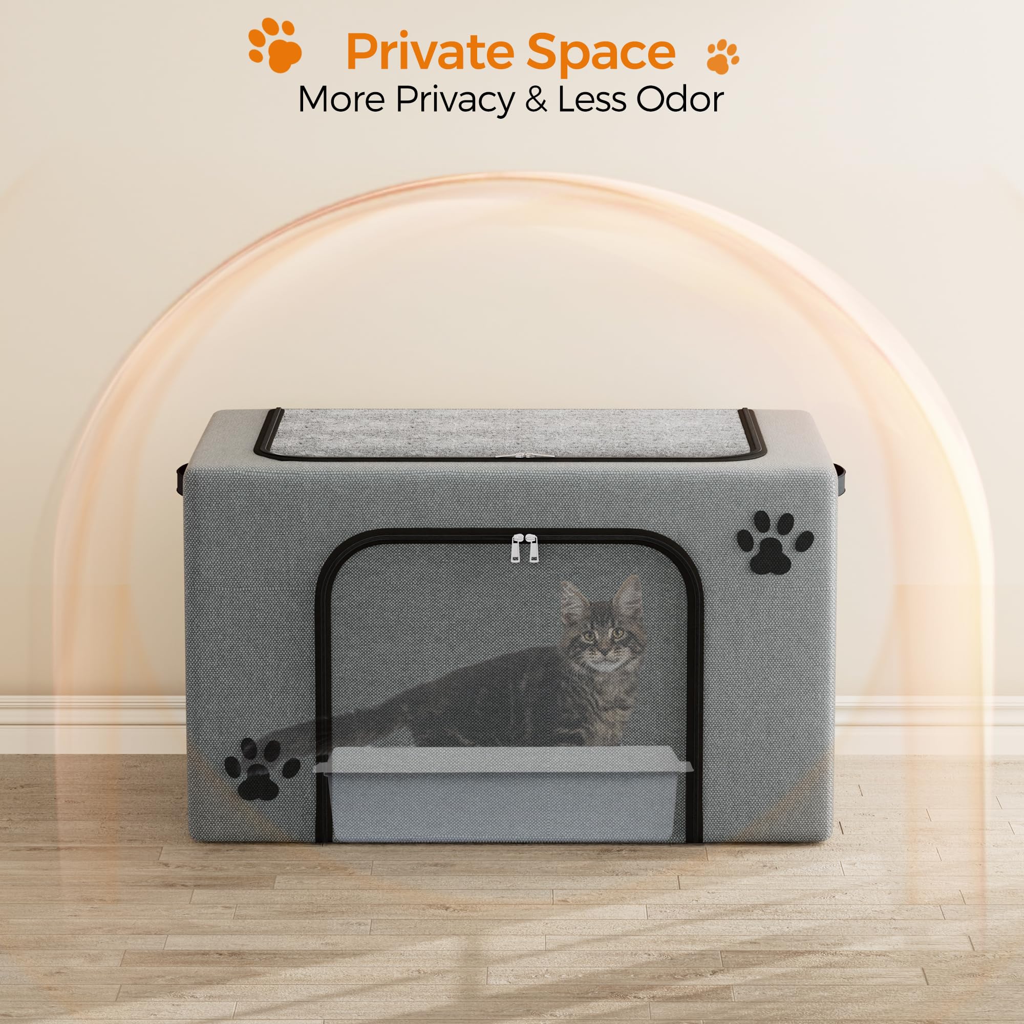 Honiakaka cat litter box enclosure tight seal reduces odors for a fresher home.