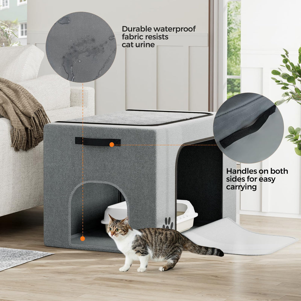 Honiakaka cat litter box enclosure tool-free assembly saves setup time for busy households.