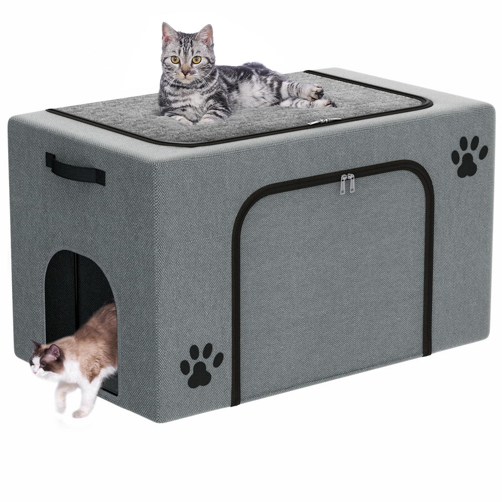 Honiakaka cat litter box enclosure top plush bed offers a cozy nap spot for cats.