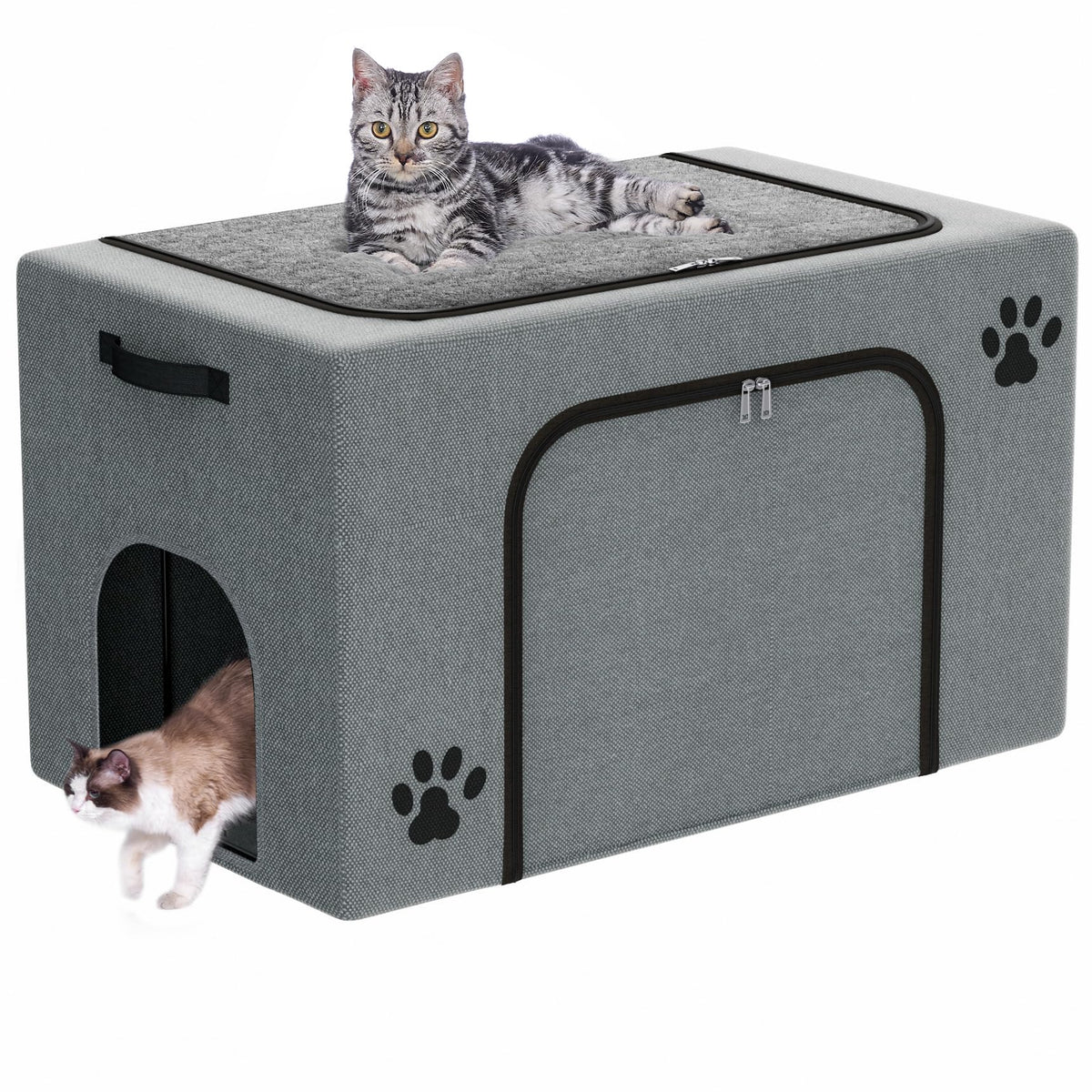 Honiakaka cat litter box enclosure top plush bed offers a cozy nap spot for cats.