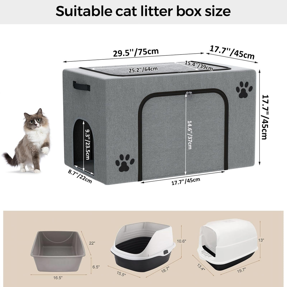 Honiakaka cat litter box enclosure large universal fit accommodates most litter boxes easily.