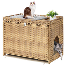 Honiakaka cat litter enclosure with soft mat eases cleaning and limits litter scatter.