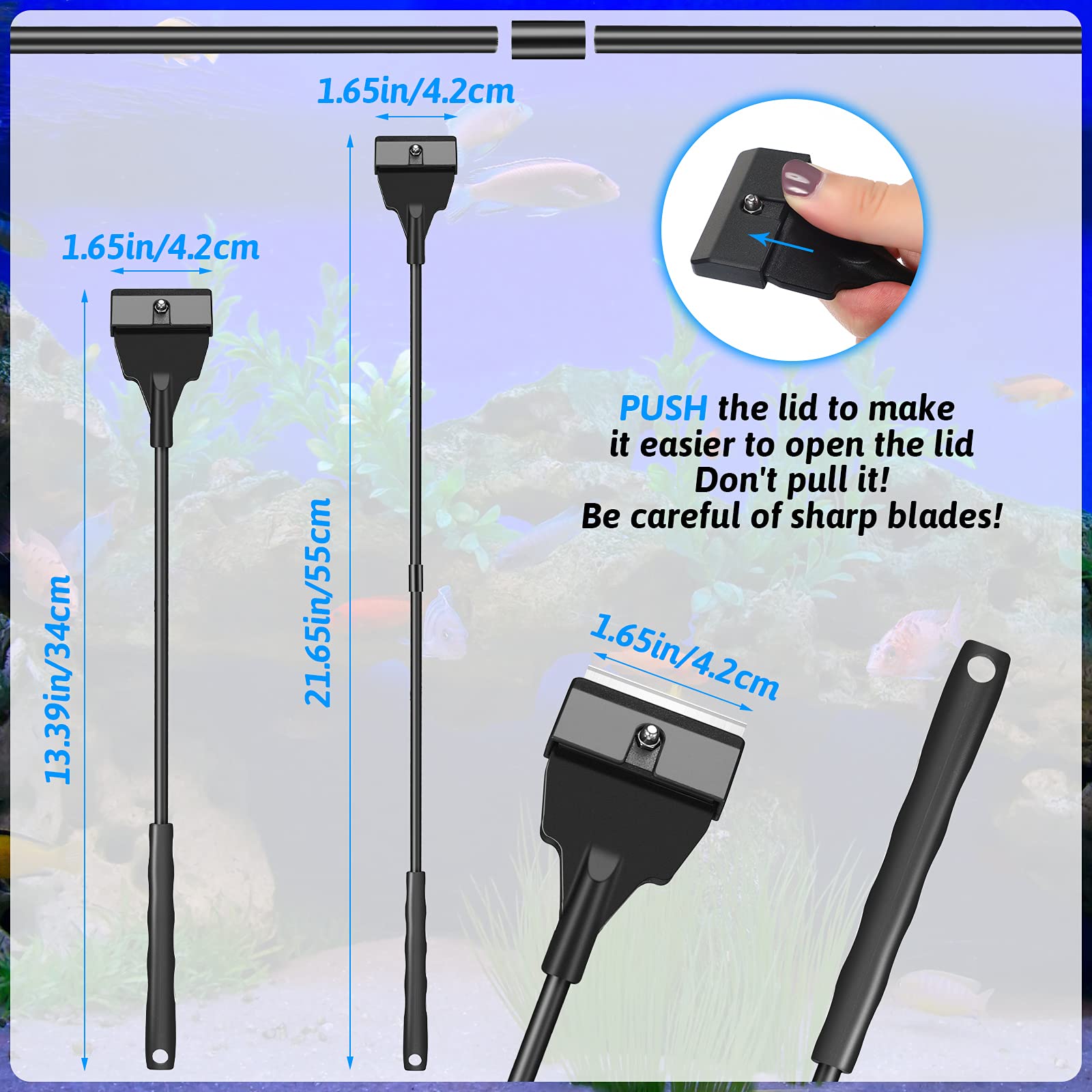 Honoson aquarium scraper blades pack with replaceable stainless blades for easy maintenance.