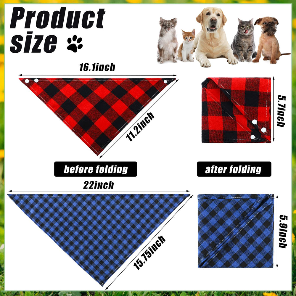 Honoson plaid bandana for pets showcases adjustable fit and soft cotton comfort.
