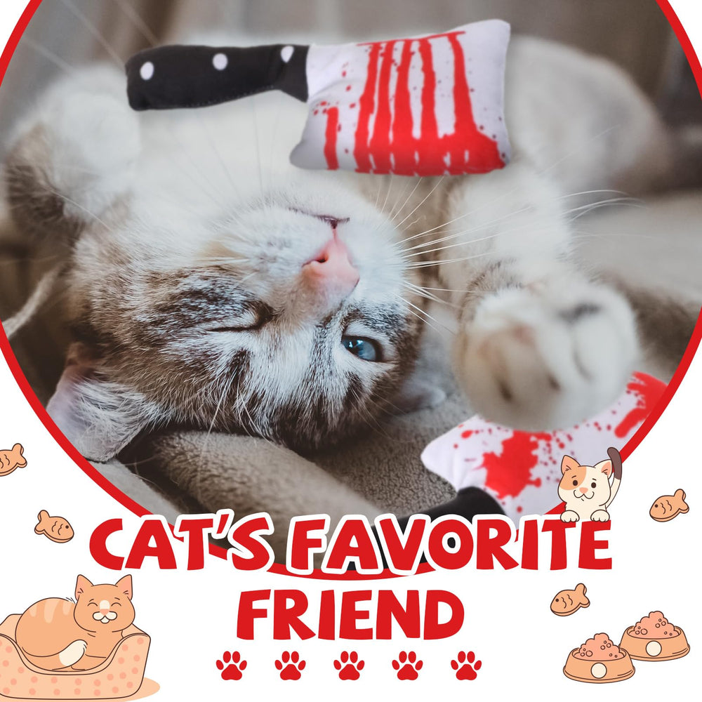 Honoson knife catnip toy Halloween design emphasizes festive play and curiosity.