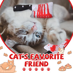 Honoson knife catnip toy Halloween design emphasizes festive play and curiosity.