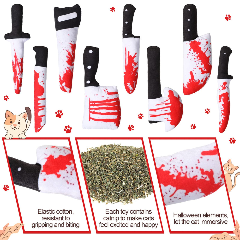 Honoson knife catnip toy soft texture closeup highlights safe plush fabric.