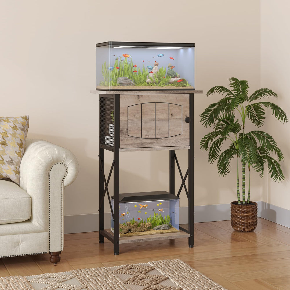 HOOBRO 10-gallon aquarium stand front view highlights clean lines and space-saving design