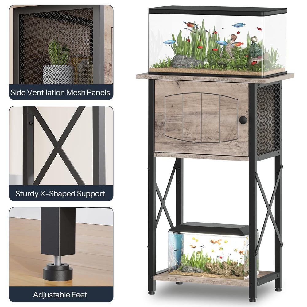 HOOBRO 10-gallon stand ventilation mesh shows airflow for cabinet freshness