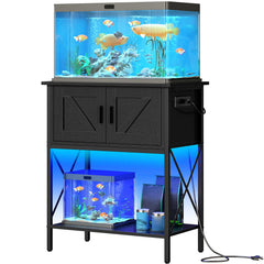 HOOBRO 20-gallon stand with power outlets and LED lighting for easy setup and ambiance.