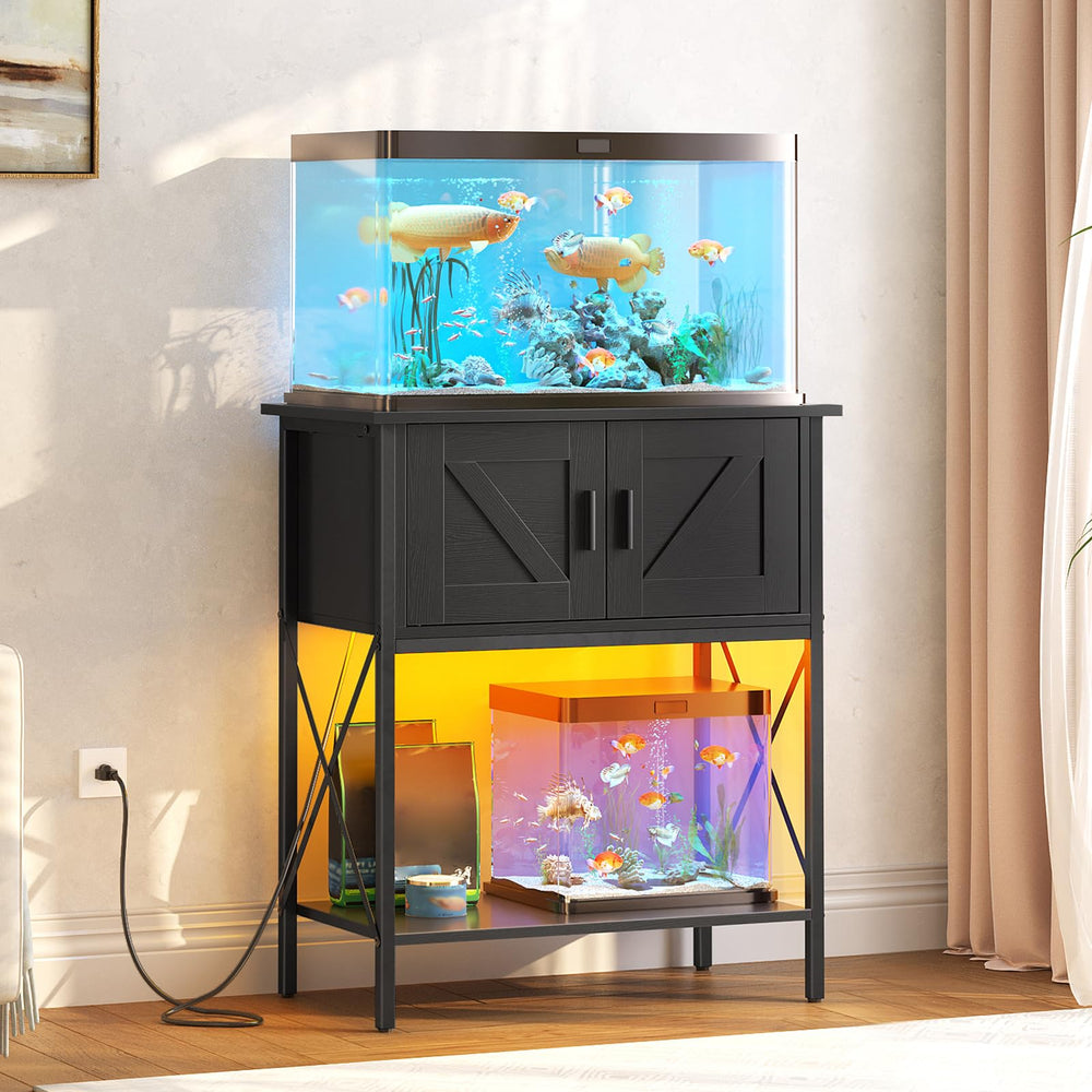 HOOBRO stand features a spacious tabletop for a 20-gallon tank.