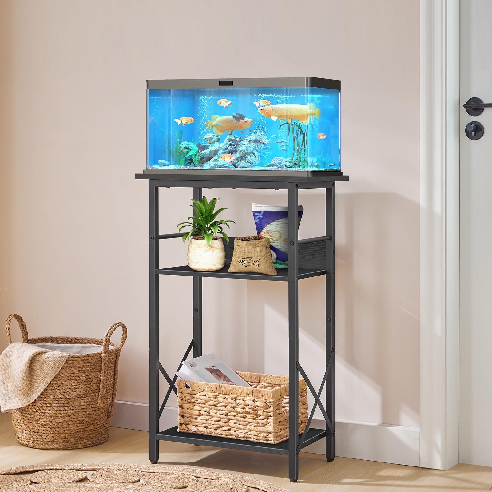 HOOBRO 3-tier stand side view shows compact design that saves space.