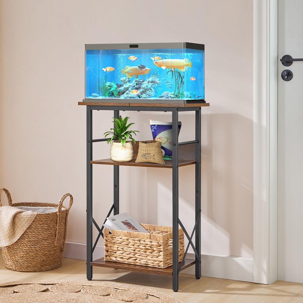 HOOBRO rustic brown panels add classic charm while housing aquarium gear.