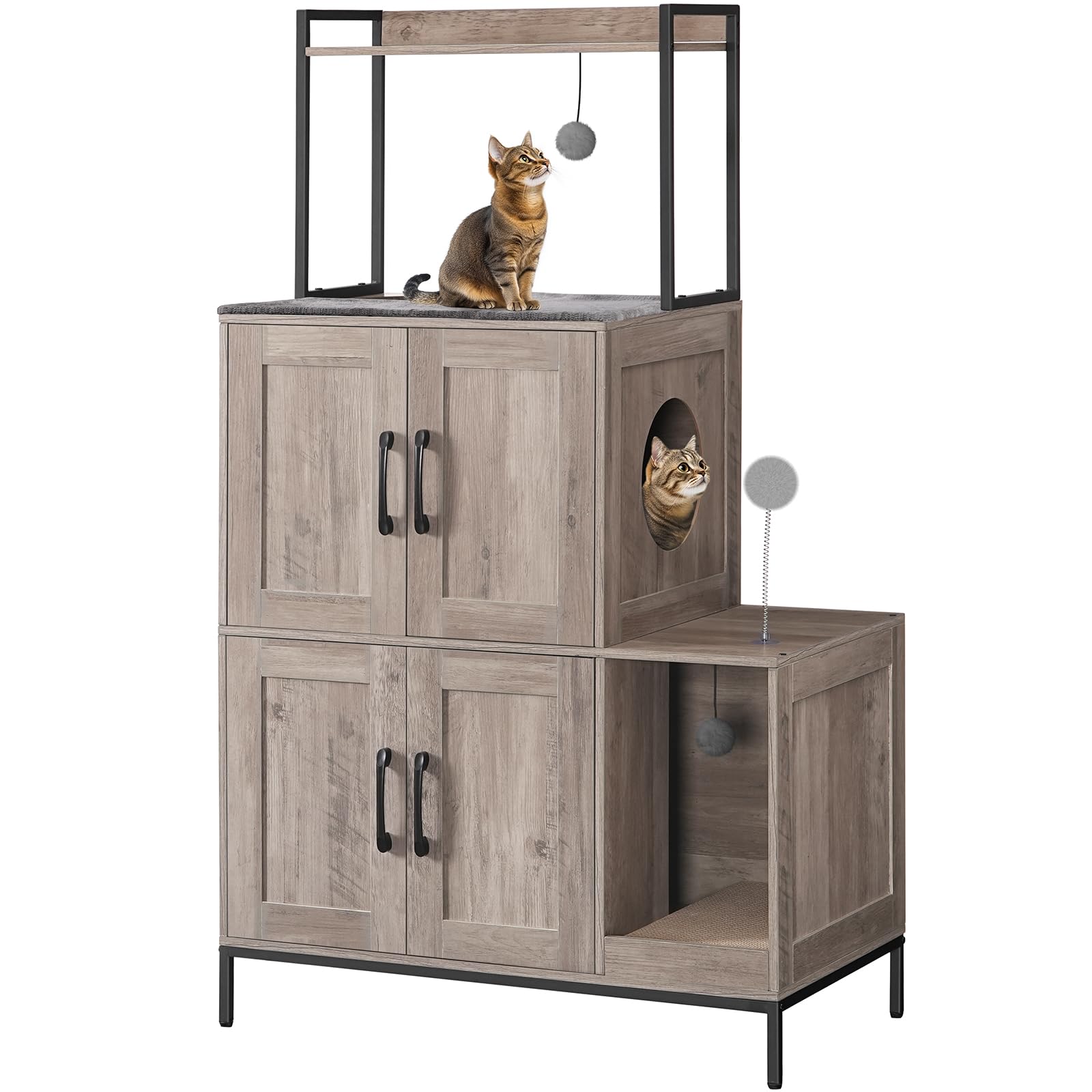 HOOBRO cat litter box enclosure dual-space design supports two cats for privacy