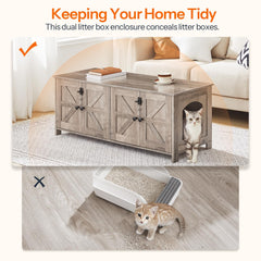 HOOBRO cat litter box enclosure dual-use furniture doubles as storage and bed