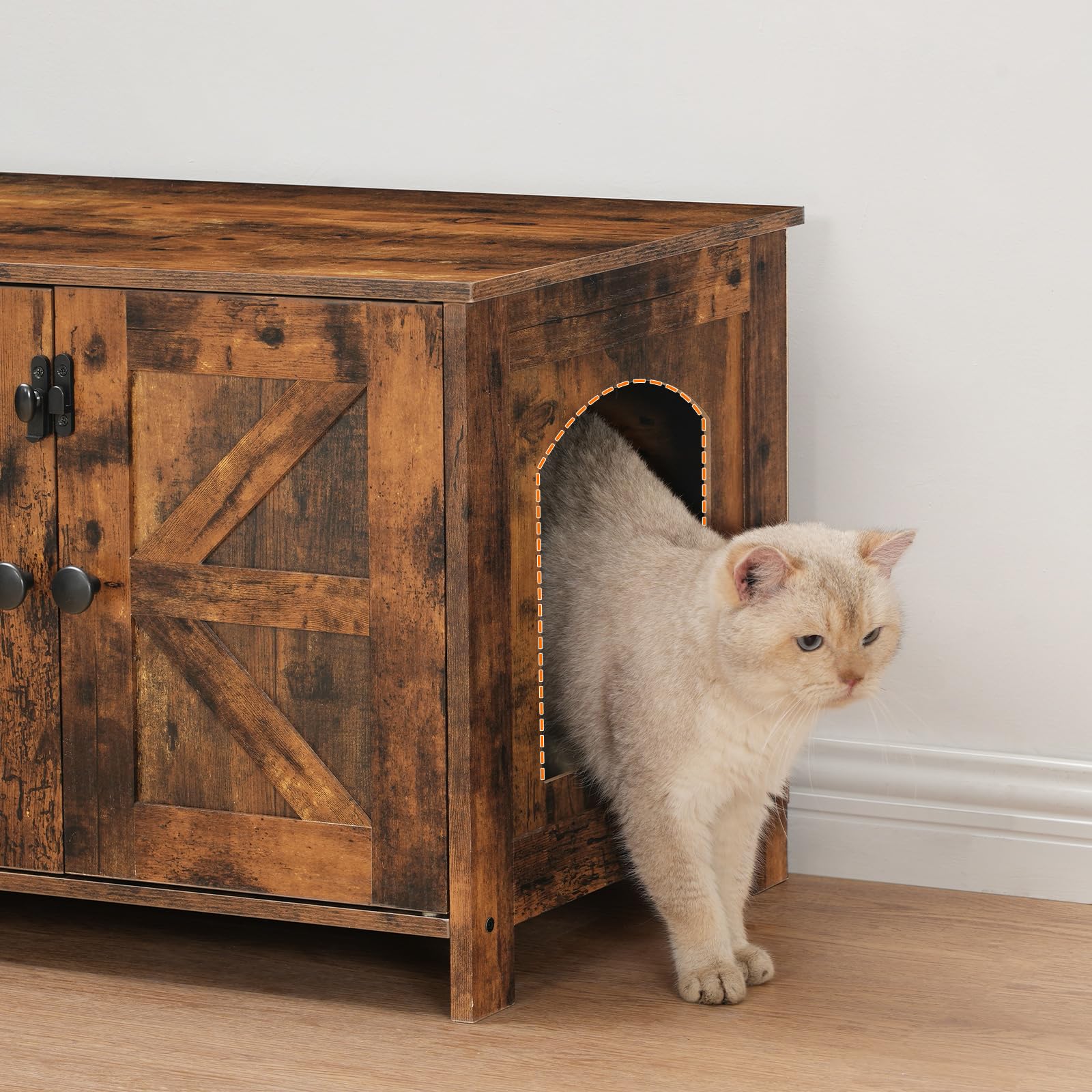 HOOBRO dual-litter box enclosure maintains tidy living spaces