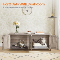 HOOBRO cat litter box enclosure open doors demonstrate easy entry for two cats