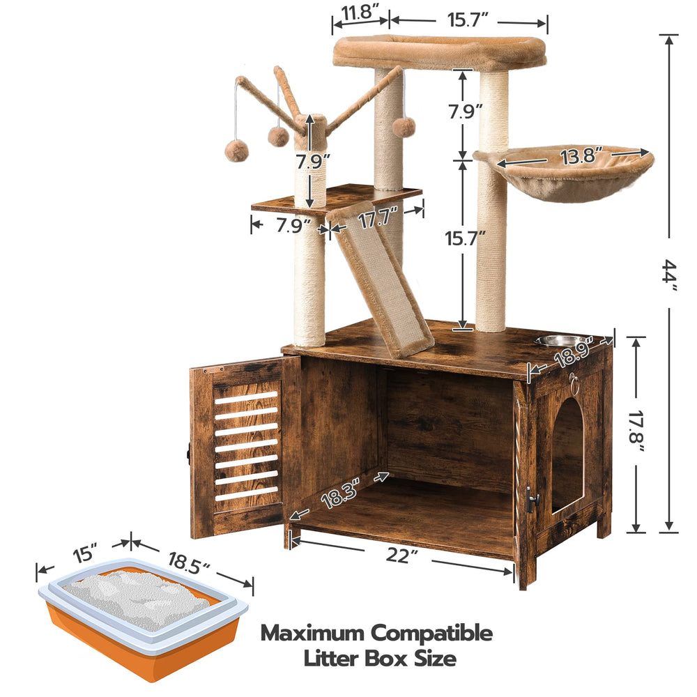HOOBRO cat-tree food bowl spot keeps energy ready for adventures.