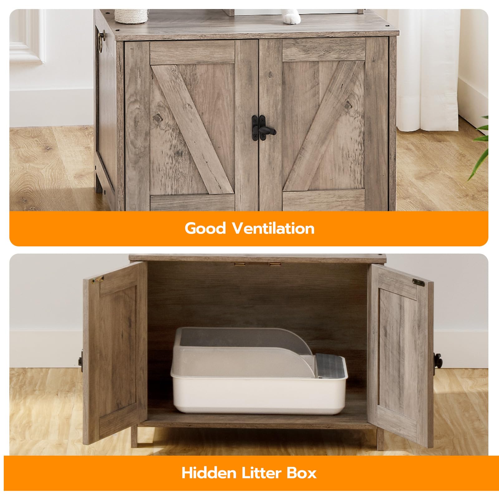 HOOBRO cat tree with three plush balls for interactive play