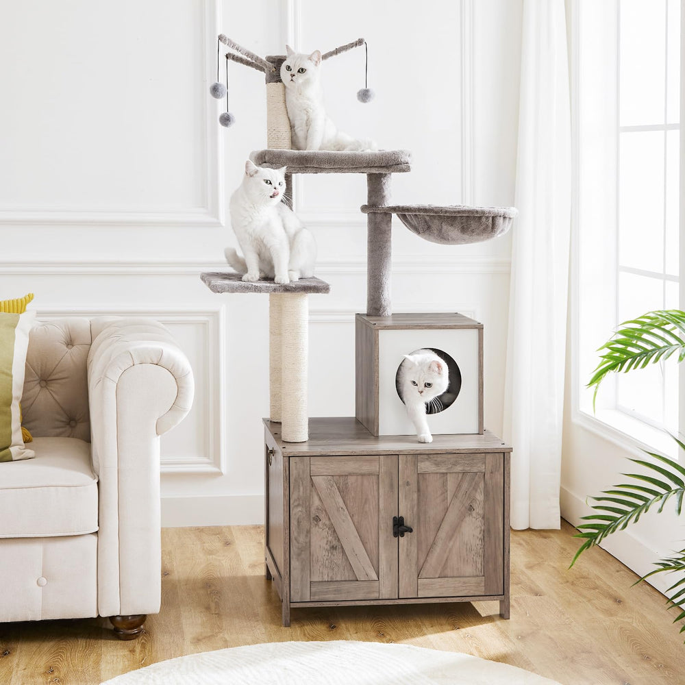 HOOBRO cat tree with natural sisal posts for scratching and exercise