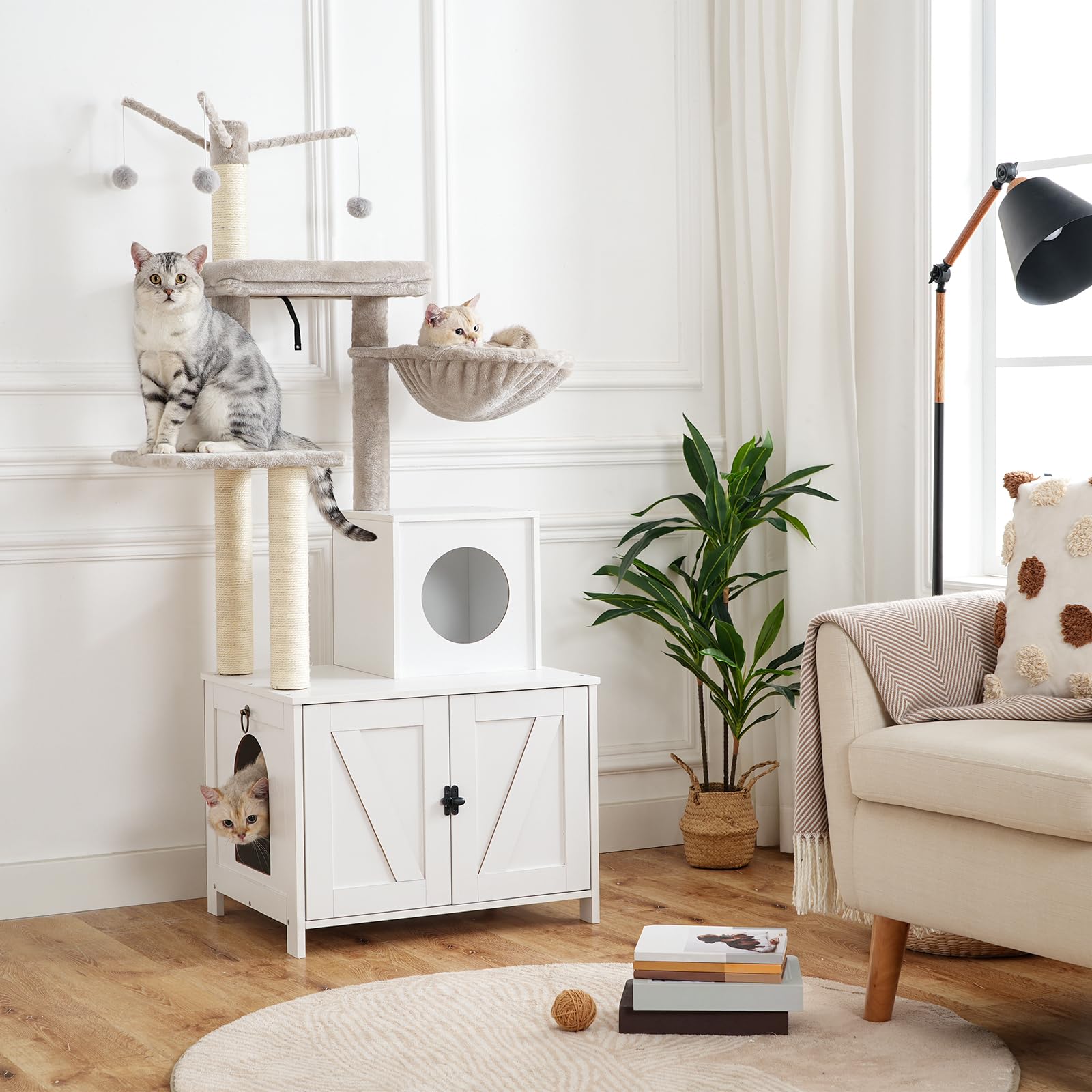 HOOBRO cat tree tower built from durable particleboard for lasting use