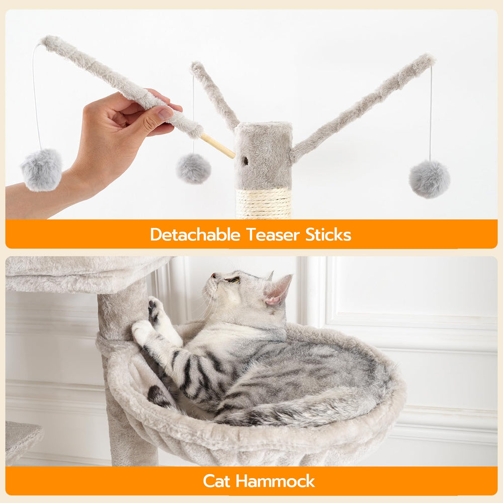 HOOBRO cat tree tower greige finish complements home decor