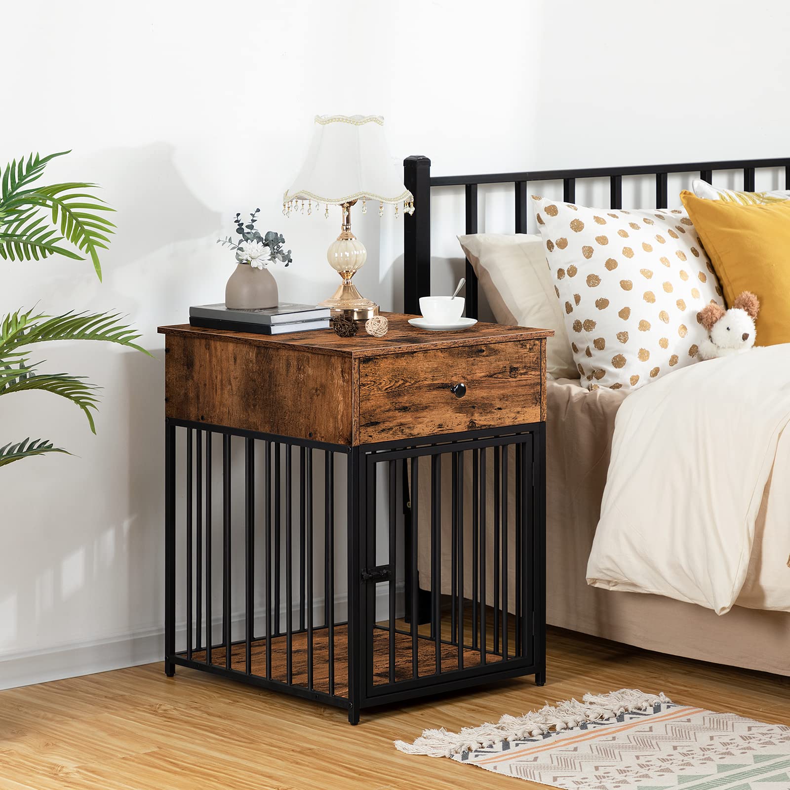 HOOBRO decorative dog kennel top surface—space for coffee, plants, or magazines.