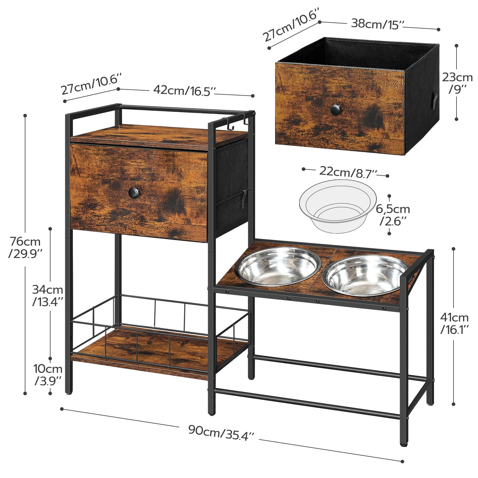 HOOBRO dimensions 35.4 by 10.6 by 29.9 inches fit spaces