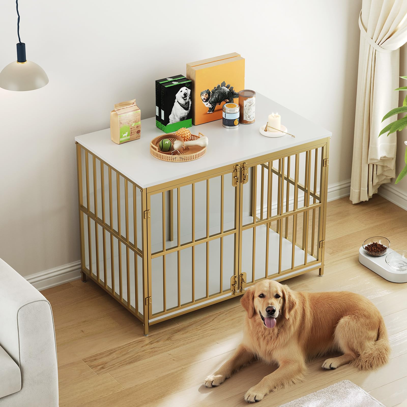 HOOBRO dog crate furniture adjustable-feet ensure level stability on uneven floors