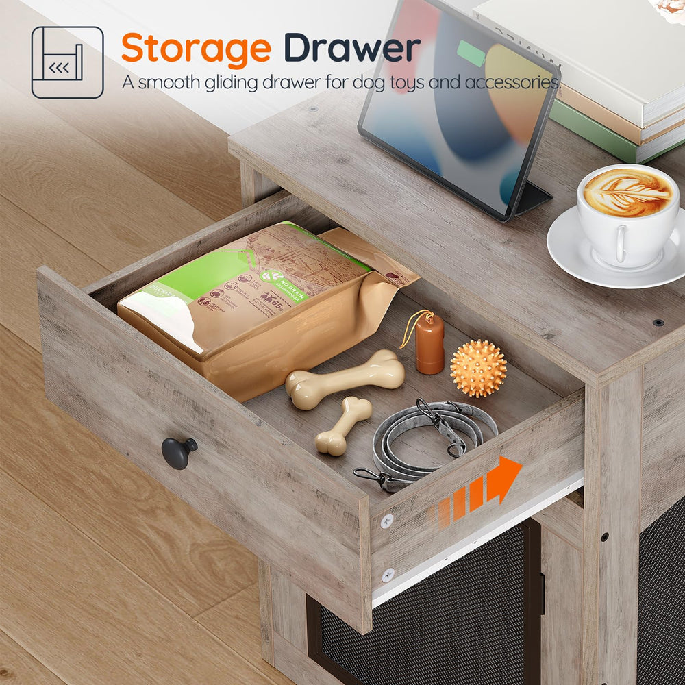 HOOBRO dog crate furniture assembly process uses numbered parts for easy setup.