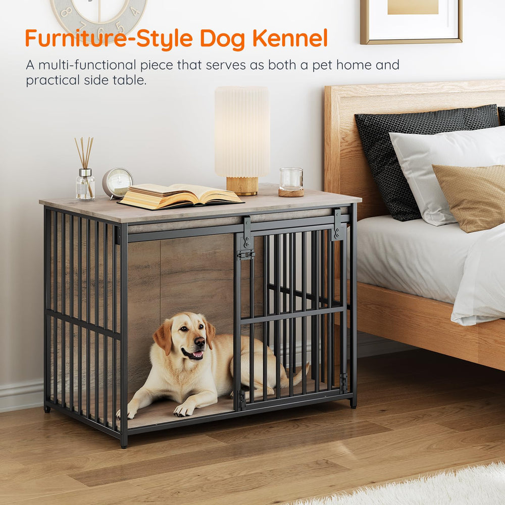HOOBRO dog crate furniture chew-resistant frame for durable use.