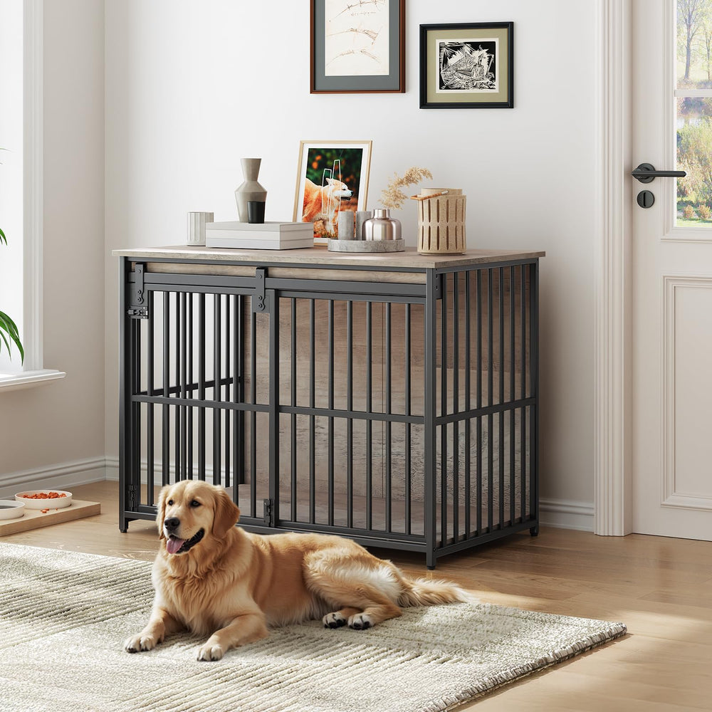 HOOBRO dog crate furniture easy assembly with included tools.